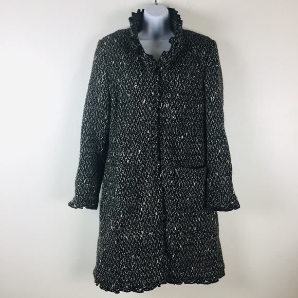 DKNY Wool Sweater Trench Coat Women Size 12 Lined - Picture 1 of 8